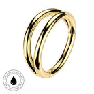 Gold surgical steel double hoop cartilage ring 