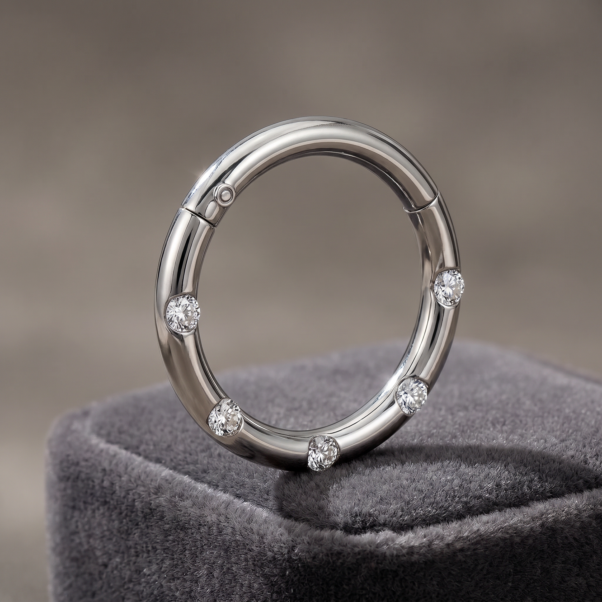 16 Gauge Hypoallergenic Hinged Five Crystal Hoop