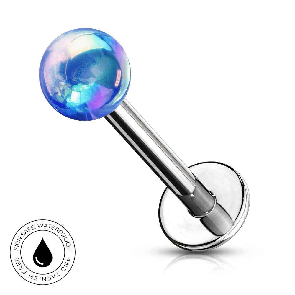 16 Gauge Hypoallergenic Metallic Flat Back Labret Stud
