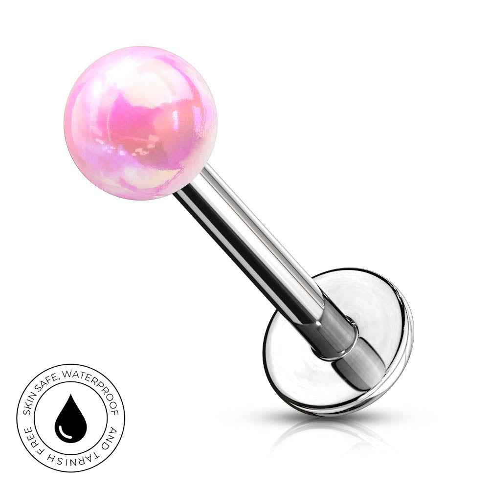 16 Gauge Hypoallergenic Metallic Flat Back Labret Stud