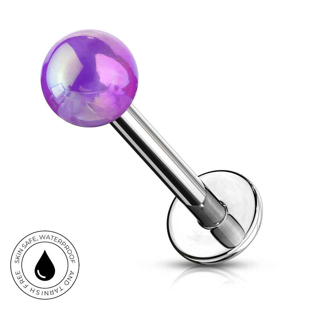 16 Gauge Hypoallergenic Metallic Flat Back Labret Stud