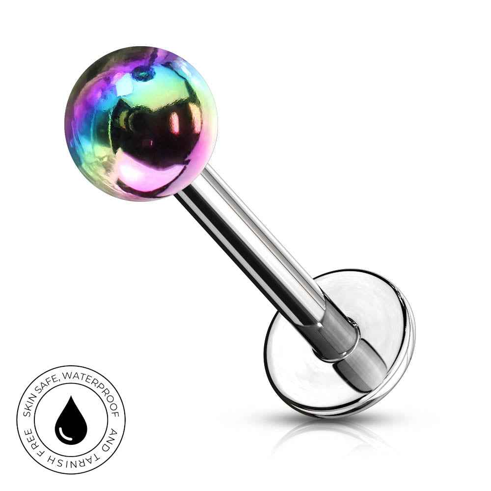 16 Gauge Hypoallergenic Metallic Flat Back Labret Stud