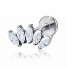 16 Gauge Internally Threaded Titanium Crystal Marquise Stud