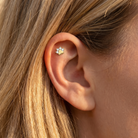 Cherry Diva Flat Back Stud 16 Gauge Threadless Titanium Crystal Paw Stud