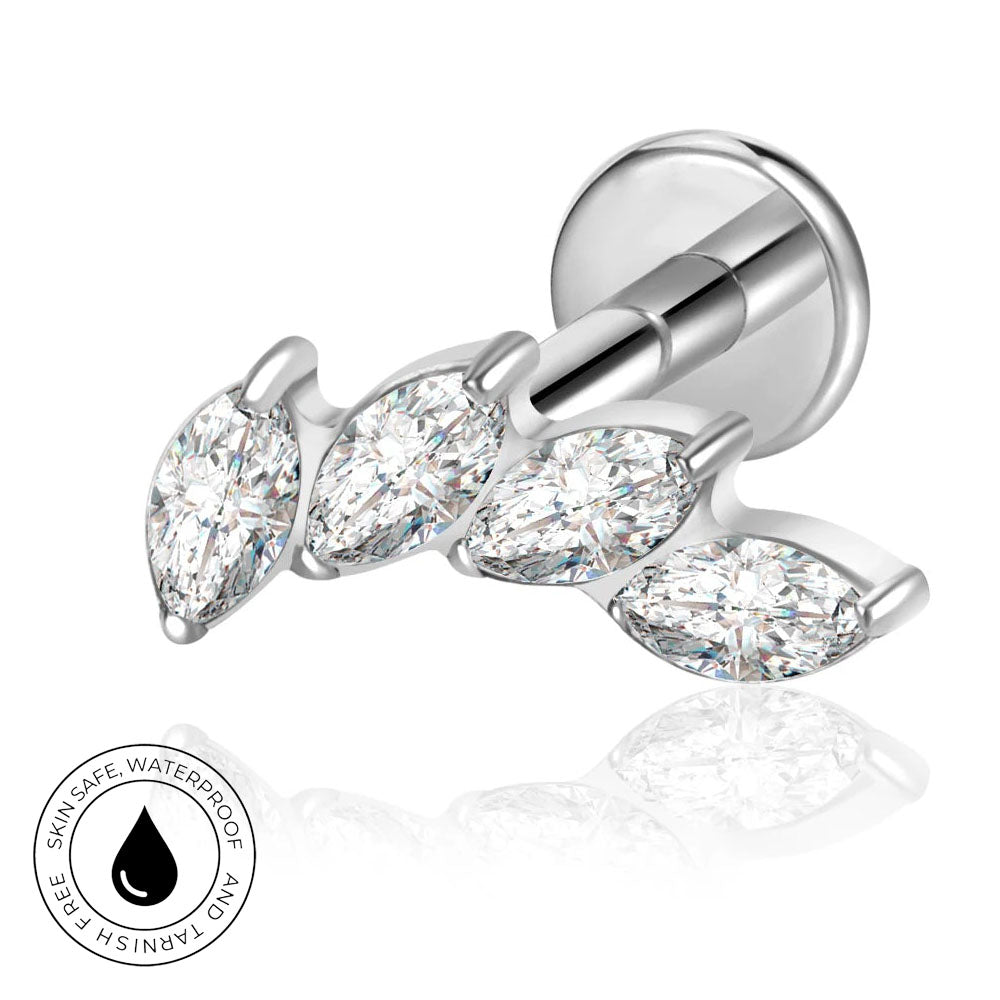 16 Gauge Internally Threaded Titanium Crystal Petal Stud