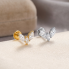 16 Gauge Internally Threaded Titanium Triple Crystal Stud