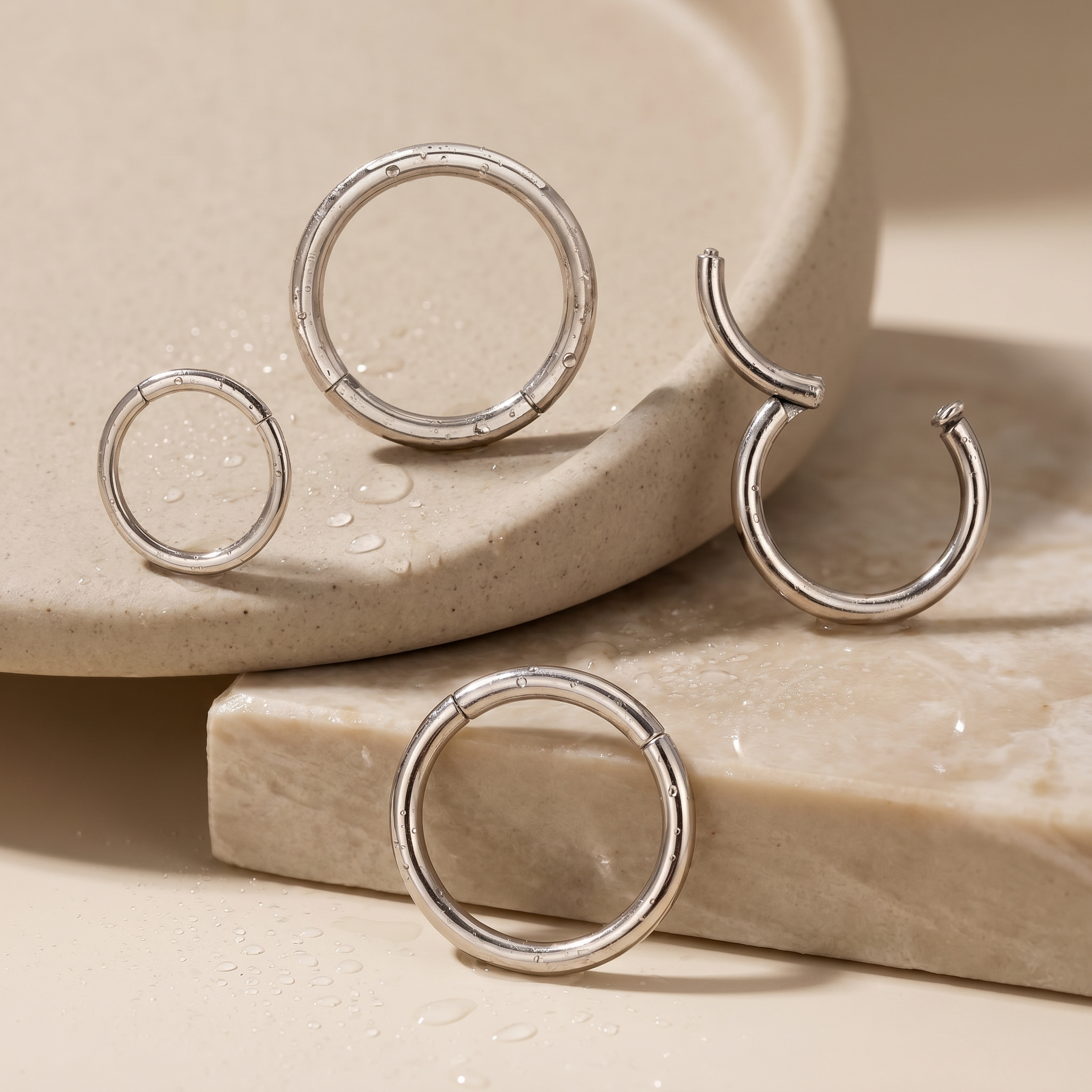 16 Gauge Silver Titanium Hinged Cartilage Hoop