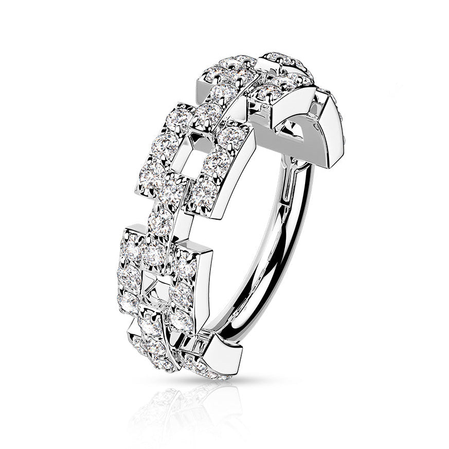 16 Gauge Square Chain Hinged Clicker Ring