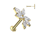 16 Gauge Threadless Crystal Petals Cartilage Stud