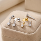 16 Gauge Threadless Titanium Dangling Crystal Star Stud