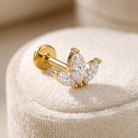 16 Gauge Threadless Titanium Triple Crystal Stud
