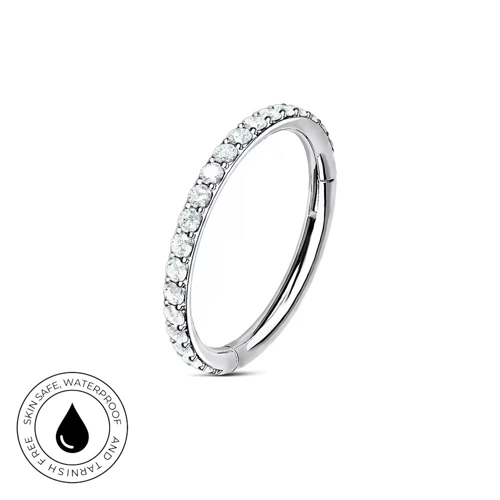 16 Gauge Titanium Crystal Lined Hinged Hoop