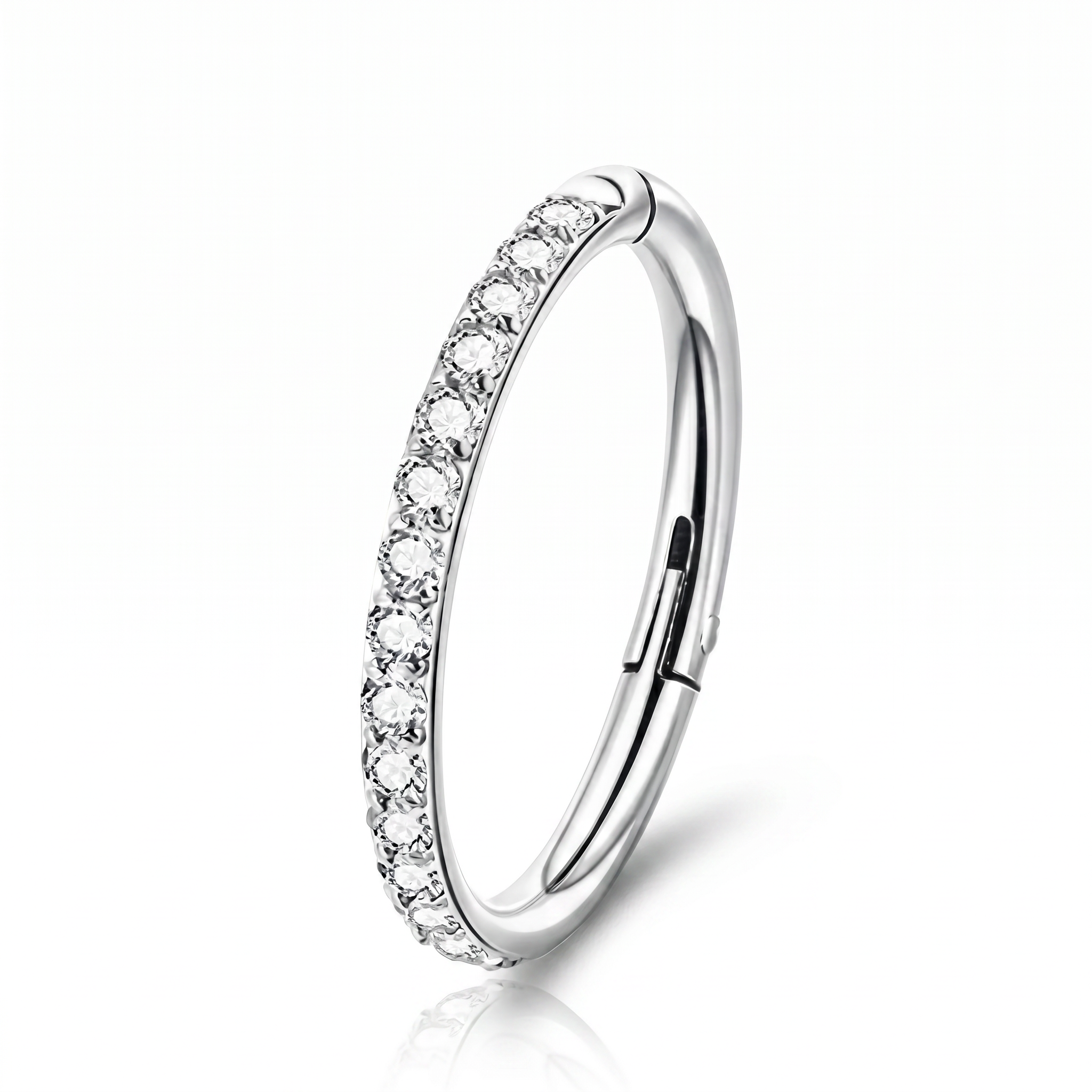 16 Gauge Titanium Crystal Lined Hinged Hoop