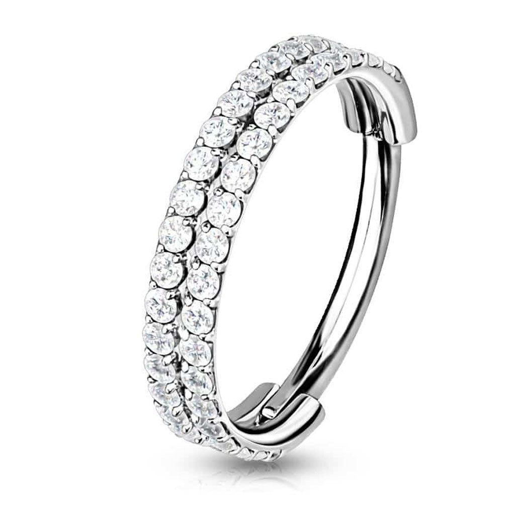 16 Gauge Titanium Double Crystal Lined Hinged Hoop