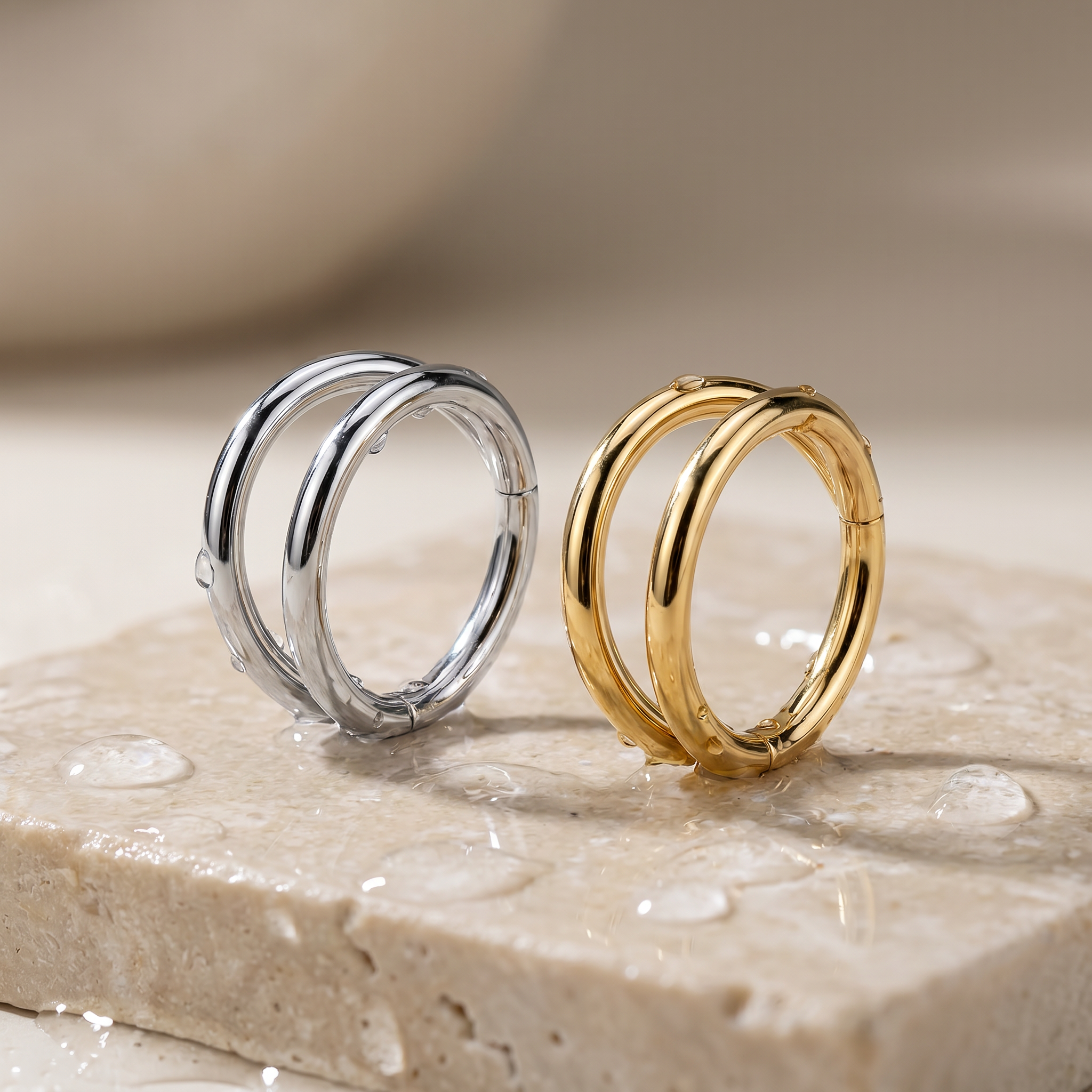16 Gauge Titanium Double Hoop Hinged Segment Ring