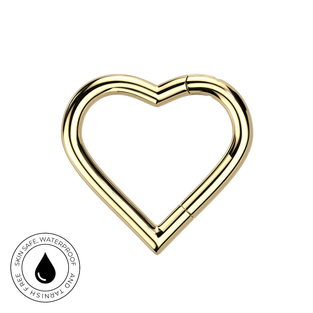 16 Gauge Titanium Heart Shaped Hinged Segment Hoop