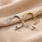 16 Gauge Titanium Internally Threaded Crystal Ends Circular Barbell