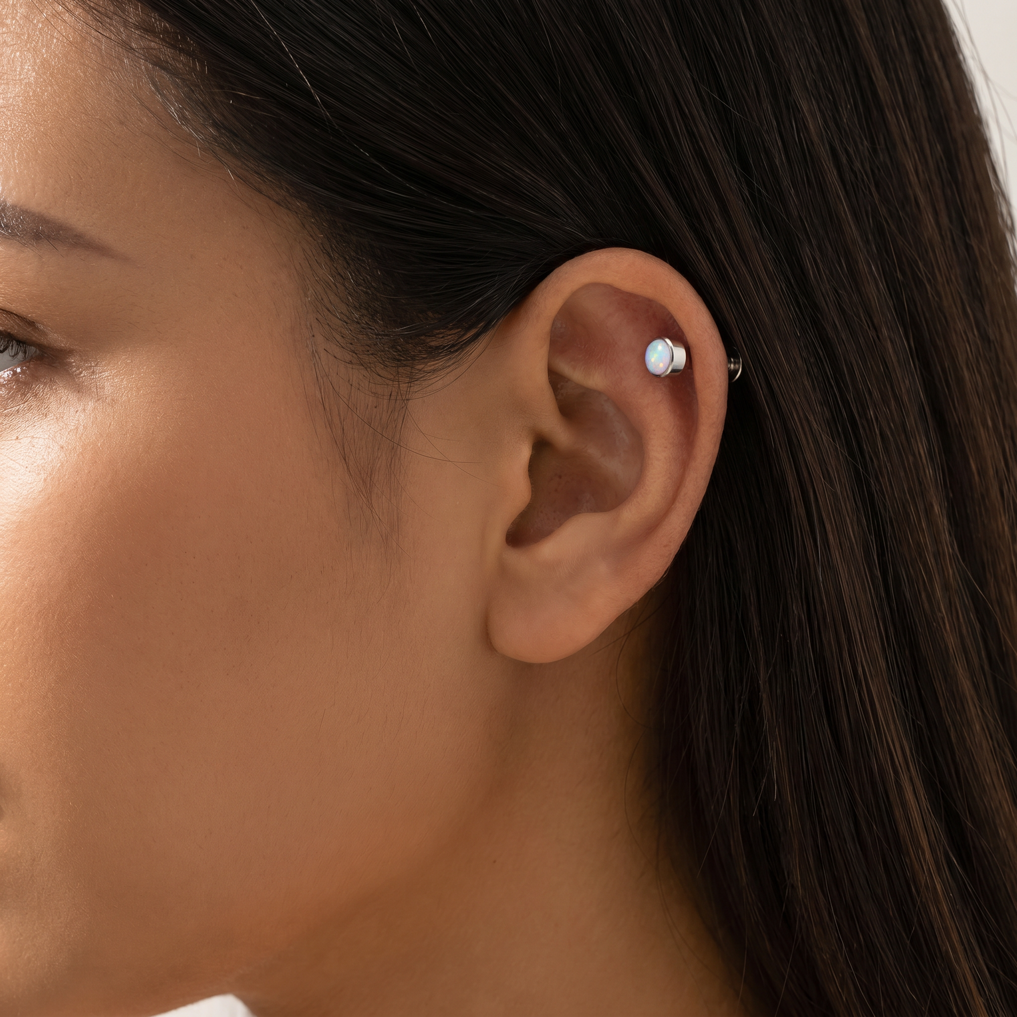 16 Gauge Titanium Opal Topped Internally Threaded Stud