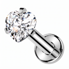 16 Gauge Titanium Prong Set Crystal Heart Stud