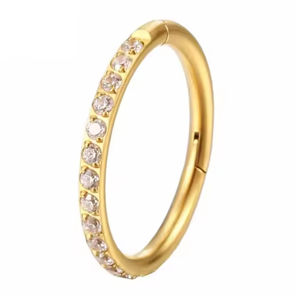 16 Gauge Hypoallergenic Hinged Crystal Row Hoop Ring