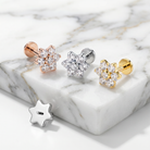 16 Gauge Titanium Crystal Flower Cartilage Stud