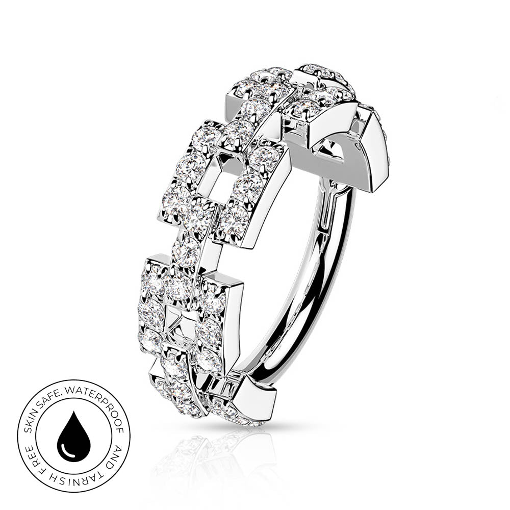 16 Gauge Square Chain Hinged Clicker Ring