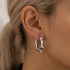 18 Gauge Silver Hypoallergenic Hinged Spike Hoop Earrings