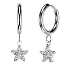 Hypoallergenic Crystal Star Hinged Hoop Earrings