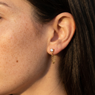 20 Gauge Gold Plated Crystal & Chain Stud