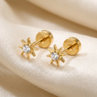20 Gauge Gold Plated Crystal Starburst Stud
