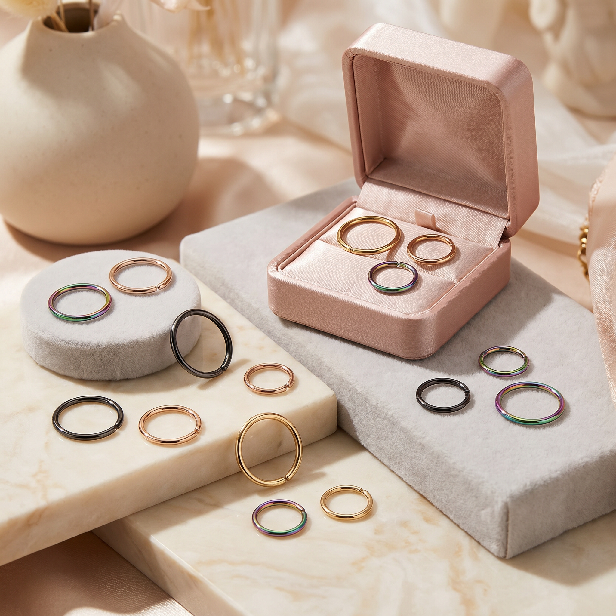 20 Gauge Hypoallergenic Colourful Titanium Bendable Hoop