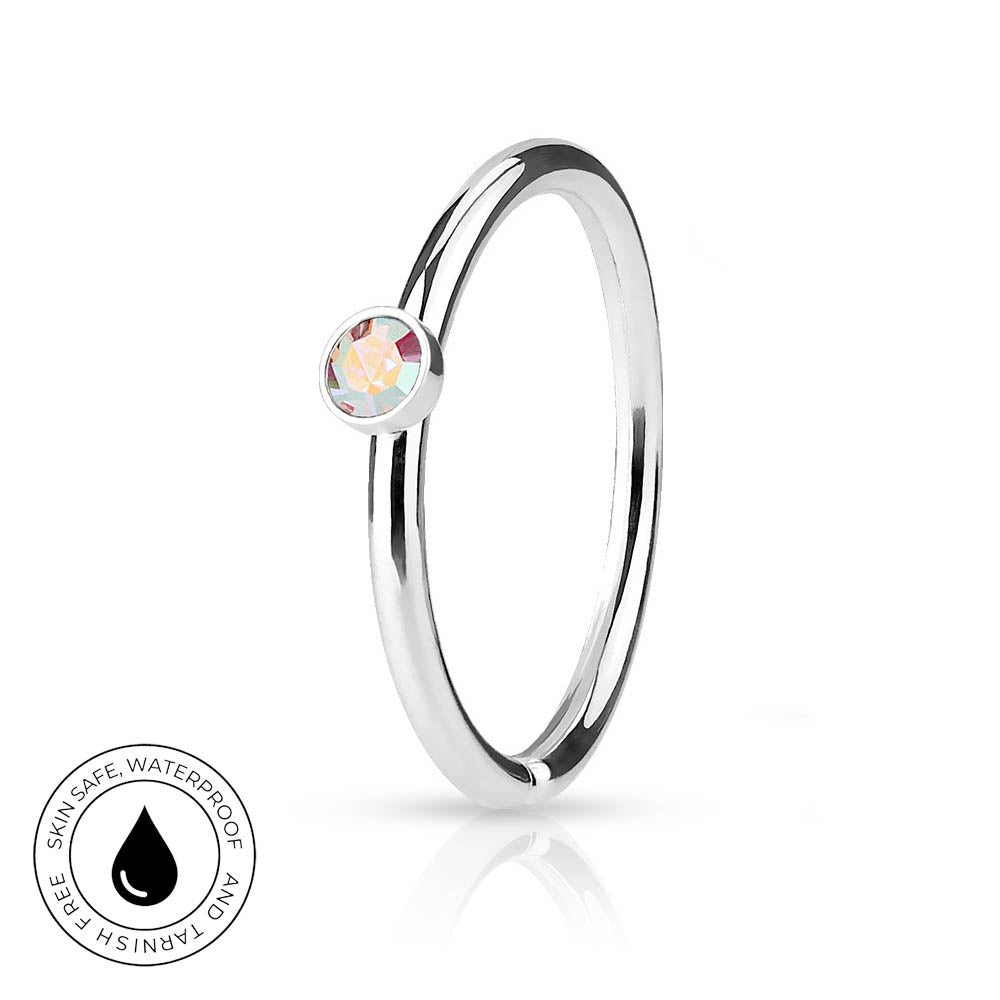 20 Gauge Hypoallergenic Crystal Bendable Hoop Ring 