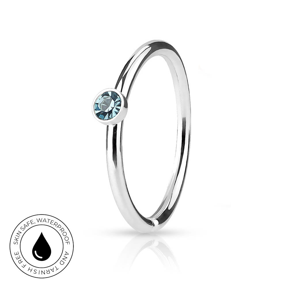 20 Gauge Hypoallergenic Crystal Bendable Hoop Ring 