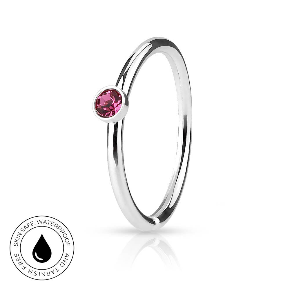 20 Gauge Hypoallergenic Crystal Bendable Hoop Ring 