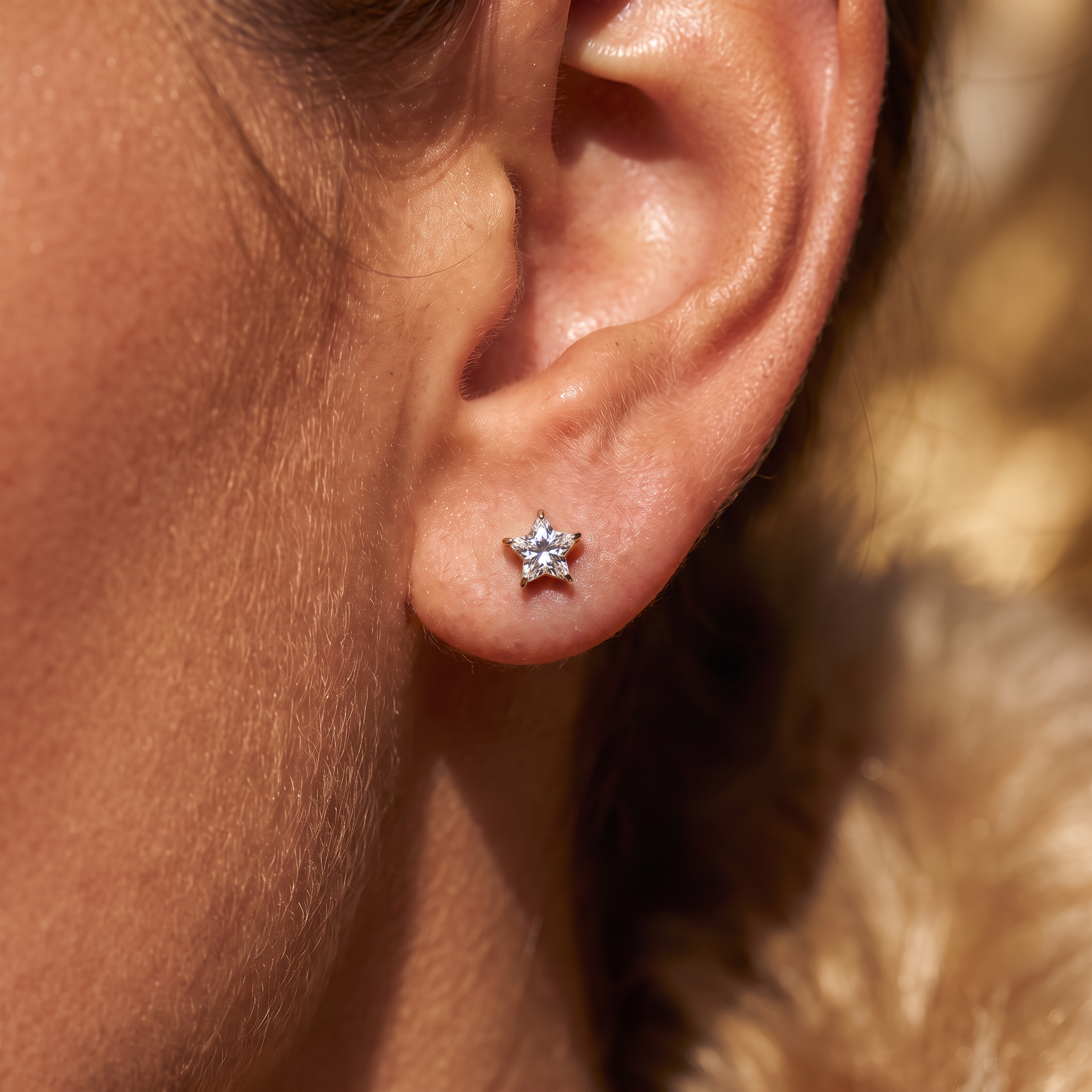 20 Gauge Hypoallergenic Crystal Star Stud Earrings
