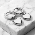20 Gauge Hypoallergenic Dangling Heart Huggie Hoop Earrings