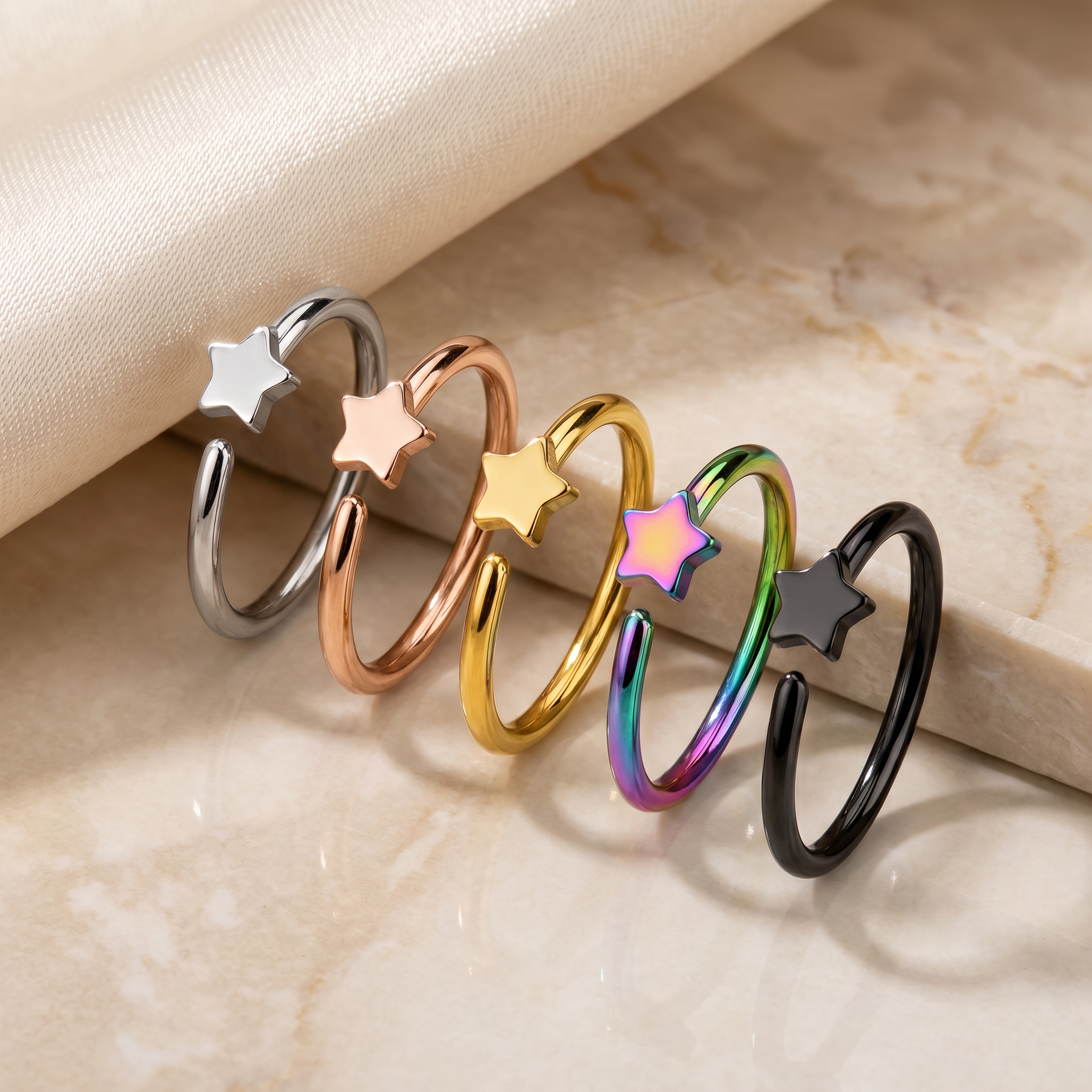 20 Gauge Hypoallergenic Star Hoop for Nose & Ear