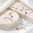20 Gauge Titanium Crystal L- Bend Nose Stud