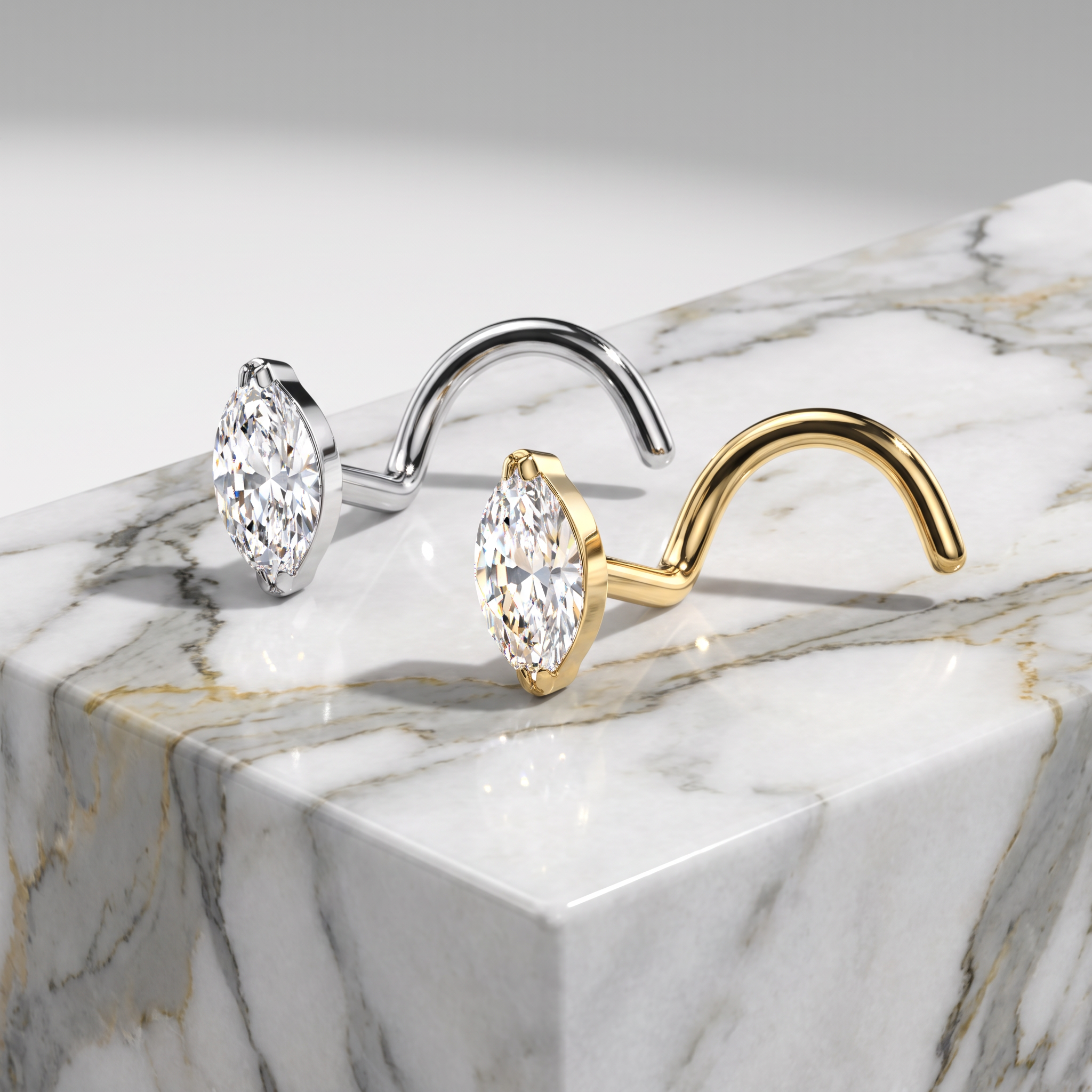 20 Gauge Titanium Crystal Screw Nose Stud