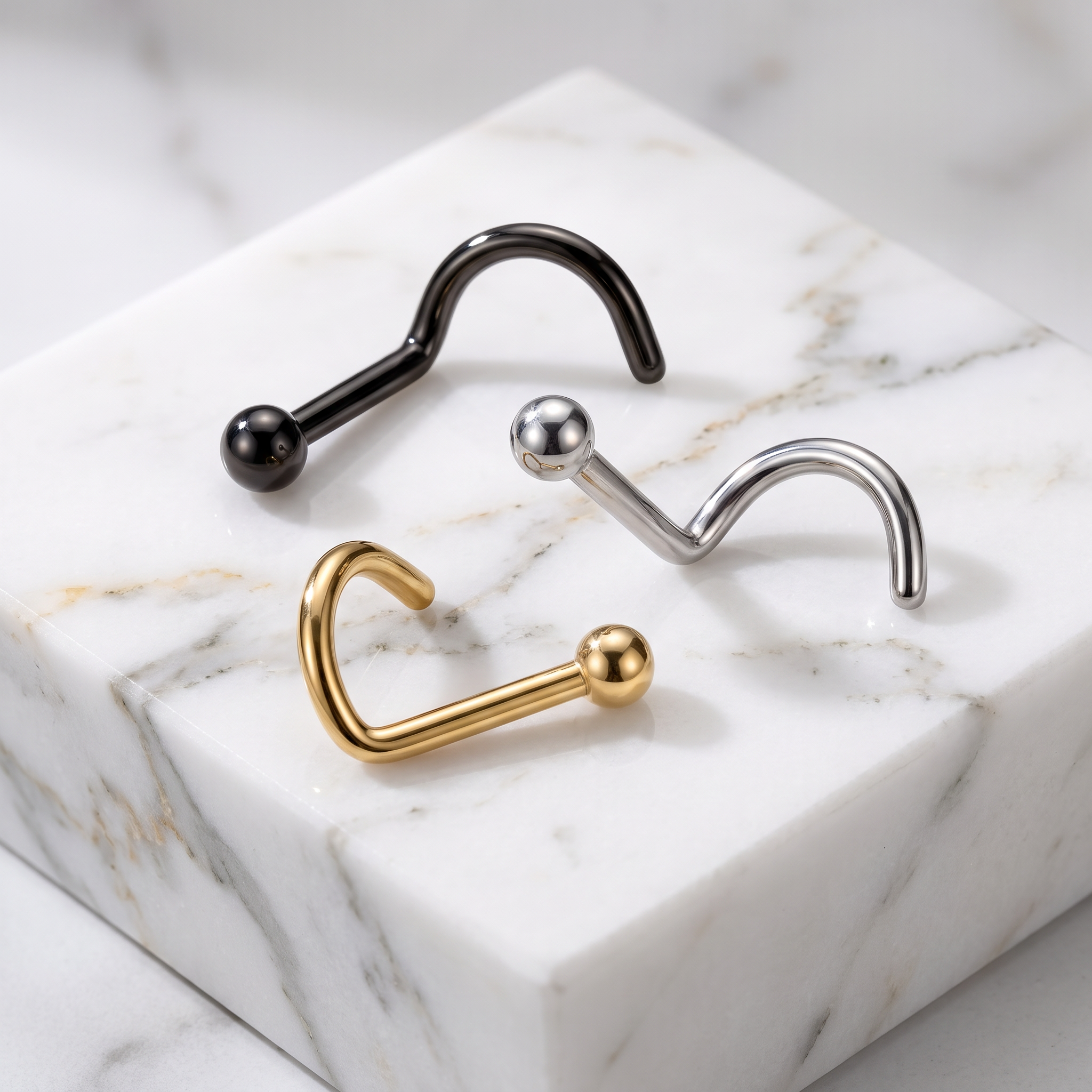 20 Gauge Titanium Dome Top Screw Nose Stud