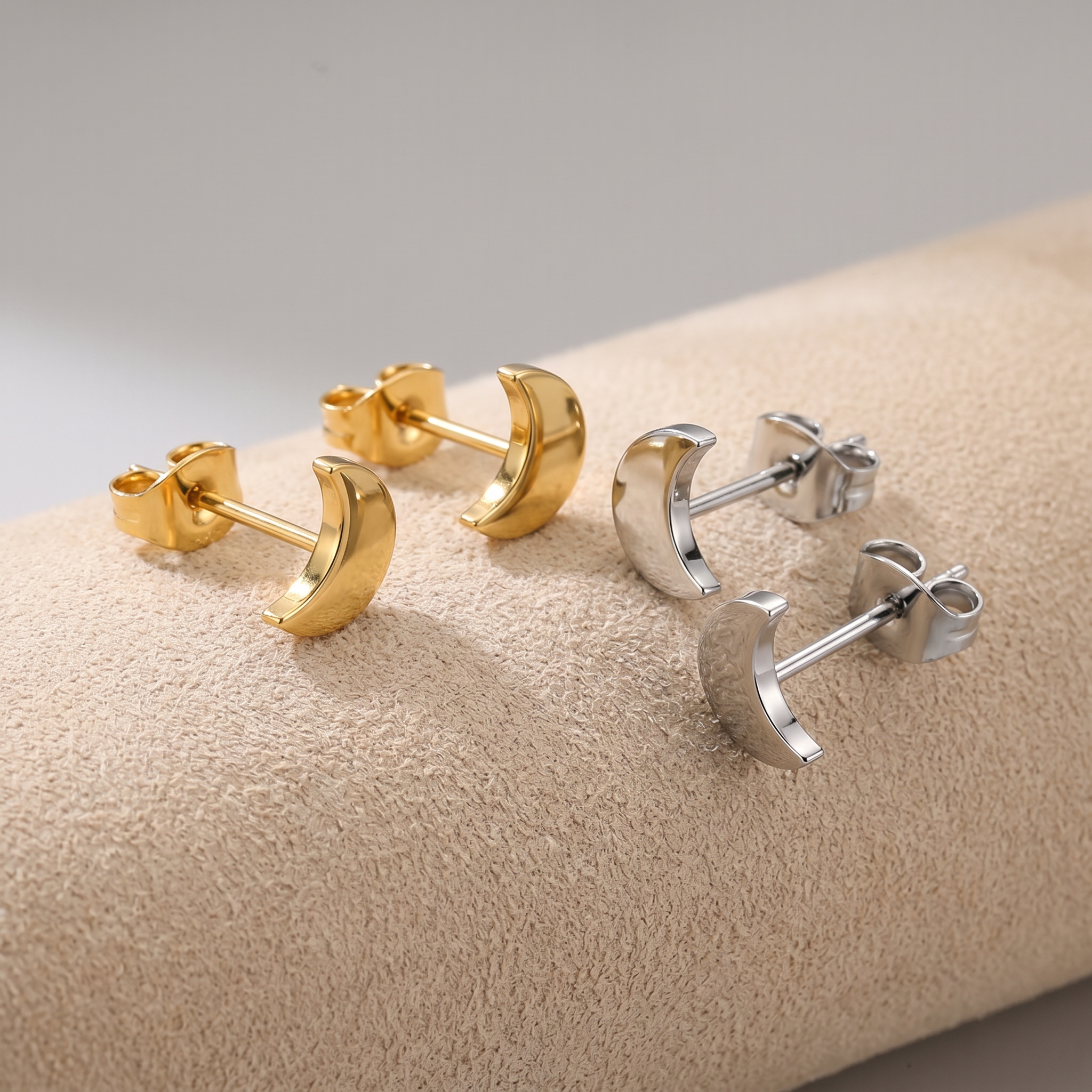 20 Gauge Titanium Moon Shaped Stud Earrings
