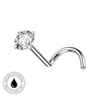 20 Gauge Titanium Prong Set Crystal Screw Nose Stud 