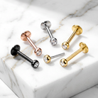 Hypoallergenic Surgical Steel Threadless Flat Back Crystal Stud