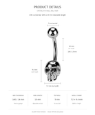 14G Crystal Eye Skull Belly Bar size guide