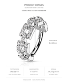 Silver ring with small diamonds on a white background