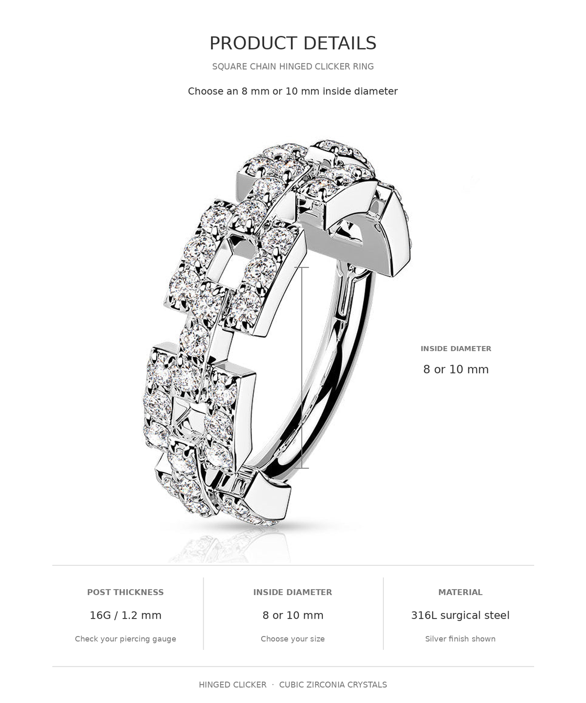 Silver ring with small diamonds on a white background