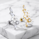 Crystal Flower & Vine Cartilage Stud in Silver and Gold