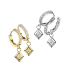 Dangling Geometric Crystal Huggie Hoop Earrings