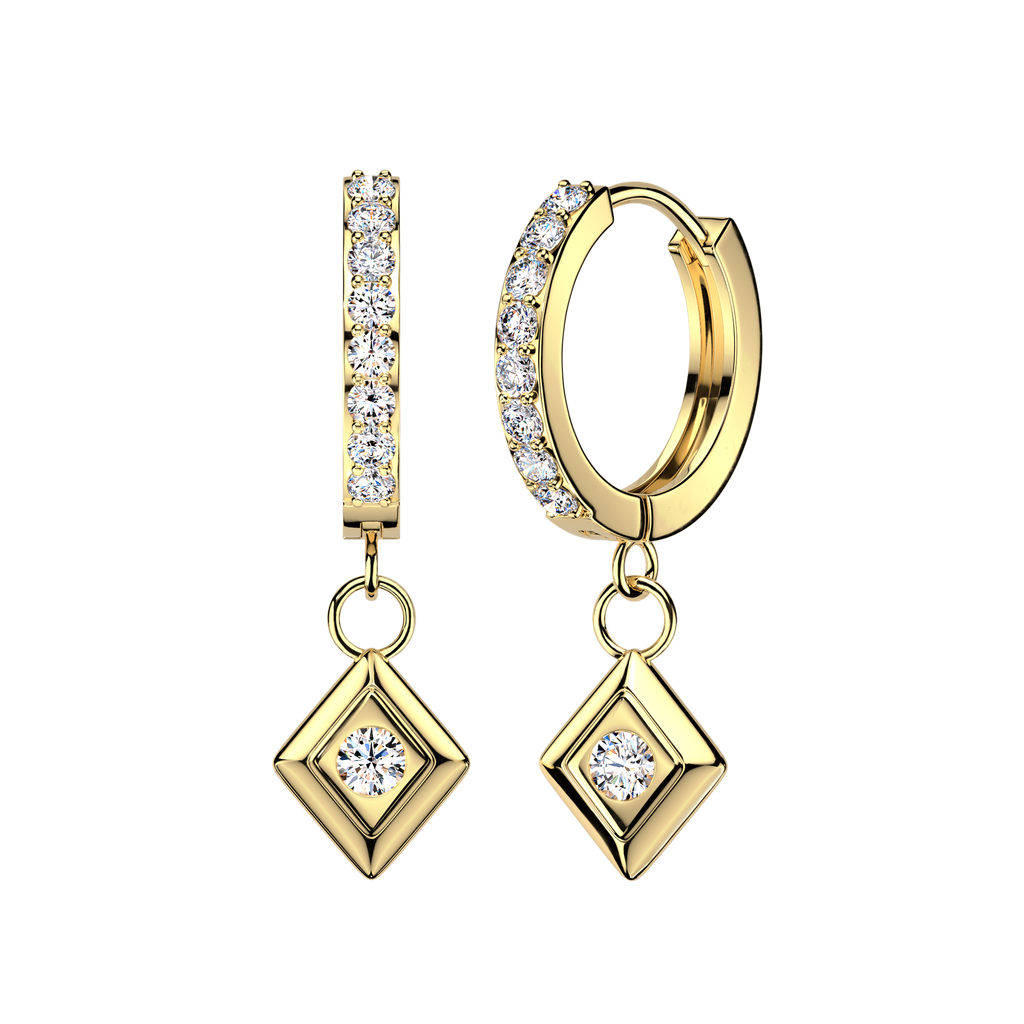 Dangling Geometric Crystal Huggie Hoop Earrings - Cherry Diva