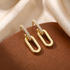 Gold Plated Dangling Crystal Hoop Earrings